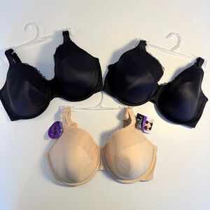 Lot of 3 Bali 36DD Passion For Comfort Lift Bras 1 NWT Nude & 2 EUC Black DF0082